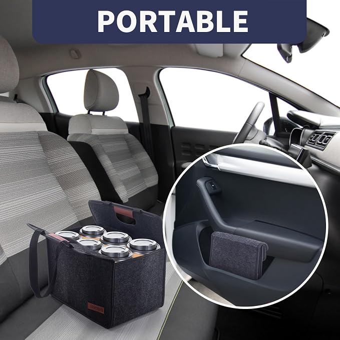 Foyego Reusable Drink Carrier with Handle, Fits 6 Cups | Removable Dividers, Family Size, Multiple Tumbler Caddy, Portable Water Bottle Holder Bag, for Delivery, Car and Travel - Image 6