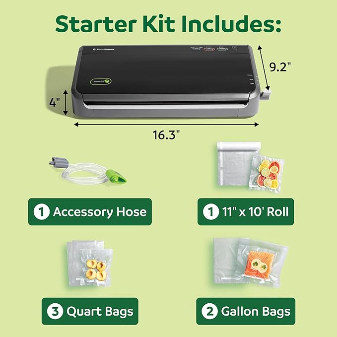 FoodSaver Vacuum Sealer Machine, Automatic Bag Detection, Sous Vide Friendly, with sealer bags, roll, handheld vacuum sealer, black - Image 3