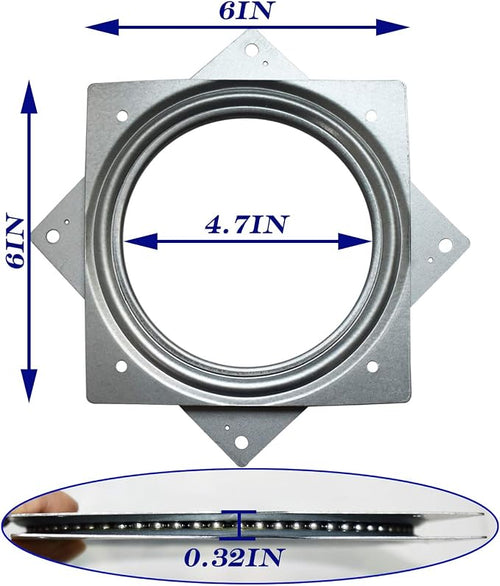 10Pack 6Inch Lazy Susan Hardware Square Rotating Bearing Plate Turntable | Lazy Susan Hardware Base for Serving Trays Kitchen Storage Racks Craft Table Zinc Plated Steel Swivel Plate 500lbs Capacity - Image 2