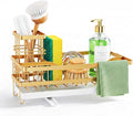 Sponge Holder for Kitchen Sink, Self-draining Sink Caddy, Gold | Metal Countertop Organizer with Towel Rack & Brush Holder, Rustproof Sink Storage Rack for Dish Soap and Cleaning Essentials by GUUKAR