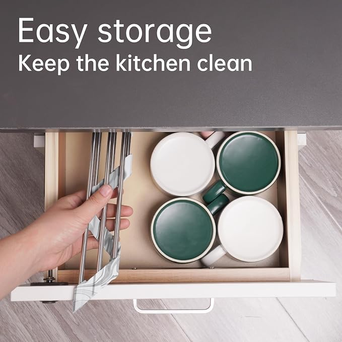 Tomorotec Marble Triangle Roll-Up Dish Drying Rack for Sink Corner - Small, Foldable, Stainless Steel, Multipurpose Kitchen Drainer Caddy, Trivet, Rustproof Organizer, Storage Shelf | BPA-Free Food-Grade Silicone Edges Foldable Waterproof Rustproof Hea... - Image 6