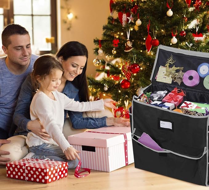 Unique Holiday Storage Organizer for Gift Bag and Wrapping Accessories (Black) - Image 2