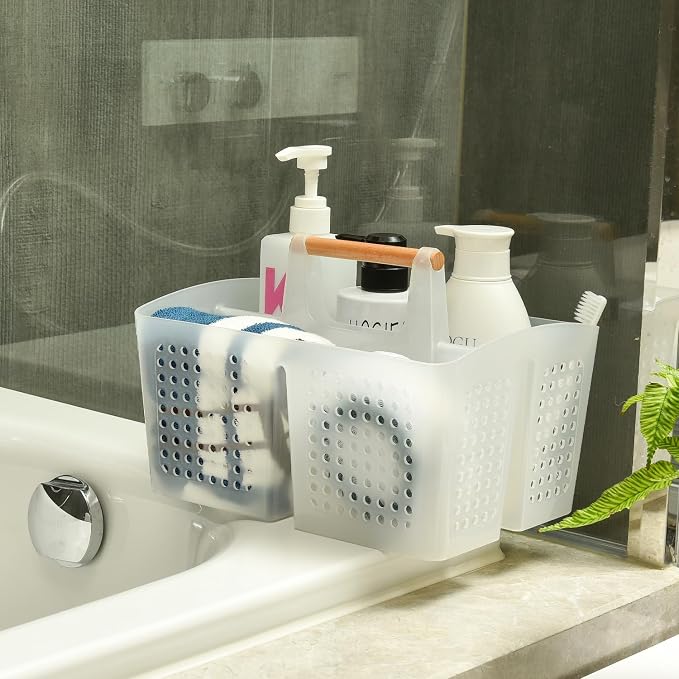 Portable Shower Caddy Basket with 3 Compartments and Handle, Black | Plastic Divided Cleaning Caddy Organizer for Bathrooms, Dorm Rooms, Gyms, Laundry Rooms, Garages and RV Storage - Image 9