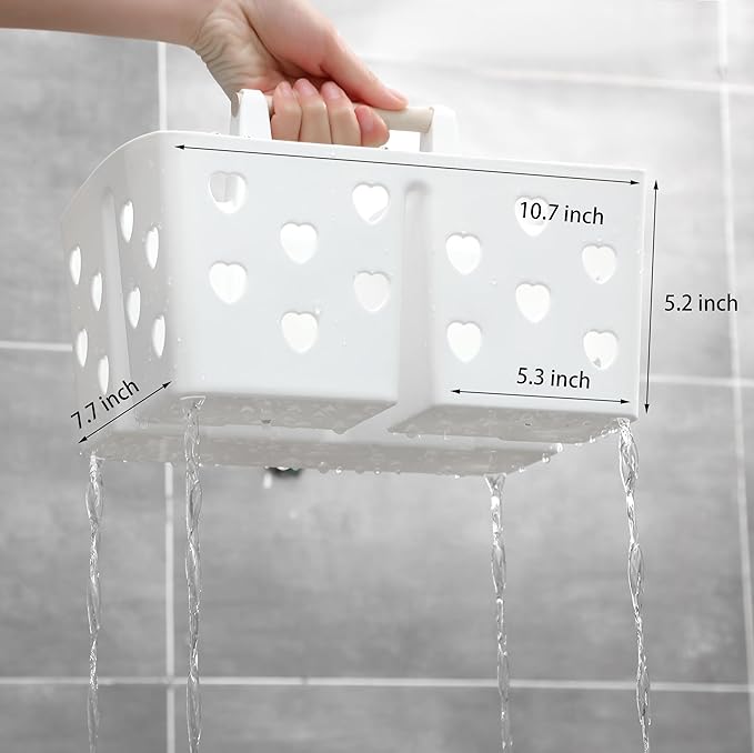 Portable Shower Caddy Plastic Shower Basket Organizer with Handle, White | Divided Bathroom Caddy Storage Cleanning Caddy Tote for College, Dorm Room, Kitchen - Image 6