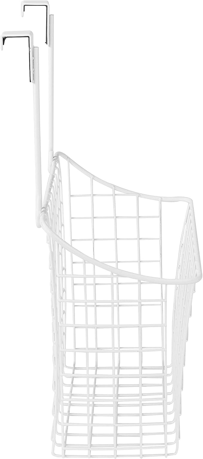 Spectrum Large Over Cabinet Door Organizer White Wire Storage Basket for Kitchen Bathroom, Steel Hanging Cabinet Storage Organizer Basket Design Fits 0.75 Inch Cabinet Doors - Image 4