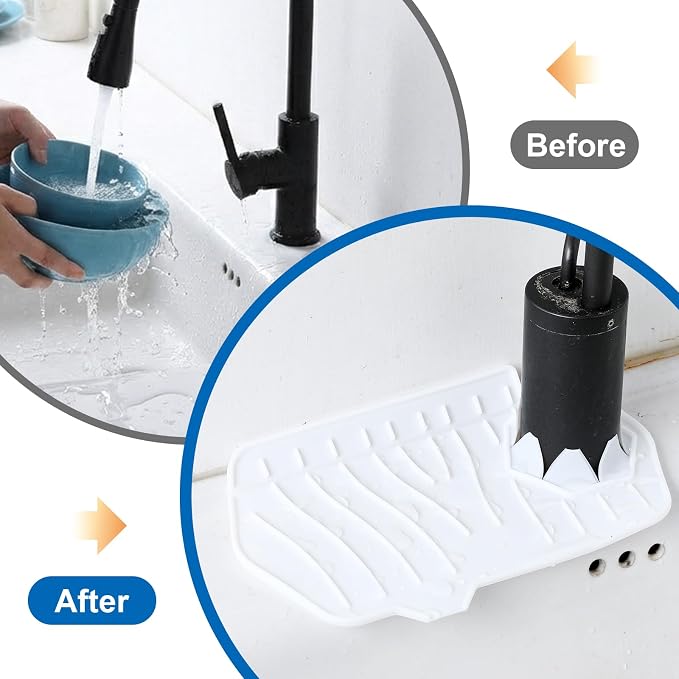 Silicone Sink Splash Guard, Multifunction Faucet Splash Guard, White Kitchen Faucet Mat for Kitchen and Bathroom Sink - Image 4