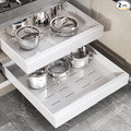Seinloes 2 Pack Pull Out Cabinet Organizer 22" Deep,Full Extension 3 Slide Rails Slide Out Drawers With Raising Pad for Framed Cabinets,Expandable Width (12.3"-20.5"),No Drill Roll Out shelf,White by Seinloes