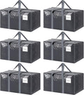 6 Pack Extra Heavy Duty Large Moving Bags with Strong Zipper, Gray | Comfortable Handles, Sturdy & Durable Clothes Storage Bags Totes Bins, Blue Packing Moving Boxes for College Supplies by Fygrip