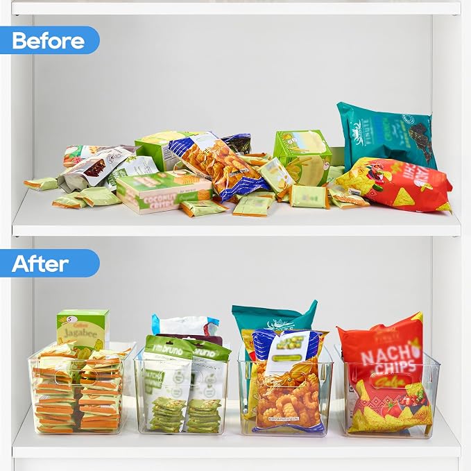 JollyPack Clear Plastic Storage Bins, 4 Pack | Pantry Organizers, Storage with Handles, Clear Storage Containers,Great for Fridge, Kitchen, Bathroom and Office - Image 6