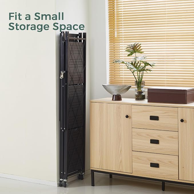DEANIC 4 Tier Foldable Storage Shelves with Wheels, No Assembly Organizer Rack for Garage Kitchen, Basement, Pantry,Perfect for Craft Shows & Vendor Events(Black) - Image 8