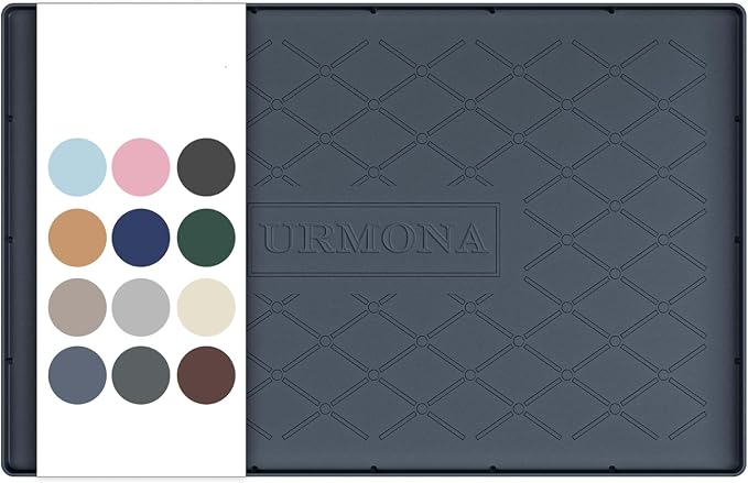 URMONA 22" x 14" Waterproof Silicone Mat in Multiple Sizes & Colors, Under Sink Mat for Kitchen & Bathroom, Pet Food Pad for Dogs & Cats, Kitchen Cabinet Liner, Multi-Purpose for Storage(Dark Grey) by URMONA
