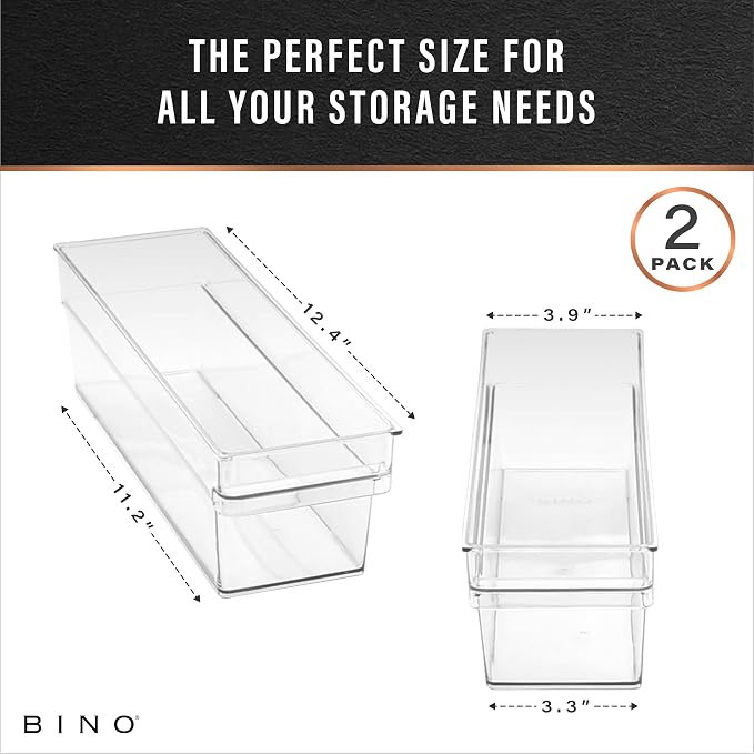 BINO | Plastic Storage Bins, Small - Shallow | THE HANDLER COLLECTION | Multipurpose Organizer Bins | Kitchen Pantry Organizers and Storage | Clear Containers for Organizing Home | Freezer Organizer - Image 3