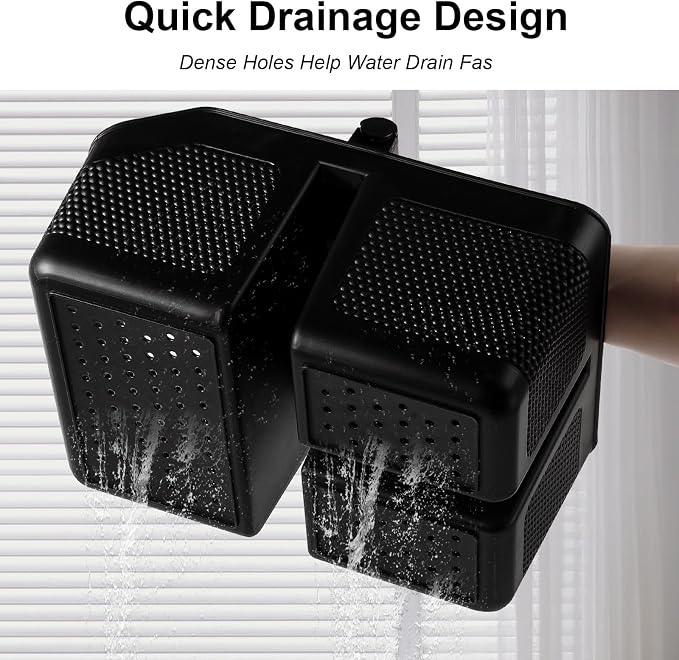 Plastic Shower Caddy Portable Shower Basket with Bamboo Handle, Black | Cleaning Caddy Organizer Storage Tote for Bathroom, College Dorm Essentials, Bath Toy Storage - Image 4