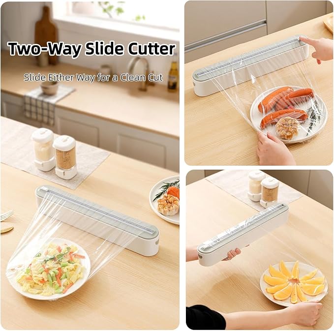 Fits 12" Rolls Up to 1.45" Diameter, Plastic Wrap Dispenser with Cutter | Includes 100 ft plastic wrap; fits slim 12" rolls up to 1.45" diameter. Magnetic mount; not for jumbo or commercial rolls. - Image 4
