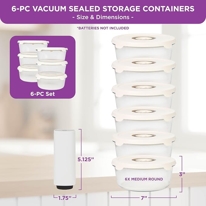 HOLDN’ STORAGE Food Storage Containers With Vacuum Sealing, Set of 6 | Glass Containers, One Electronic Pump, Keep Food Fresh Longer, BPA-Free Glass, Leak-Proof, Ideal for Meal Prep, Marinating - Image 4