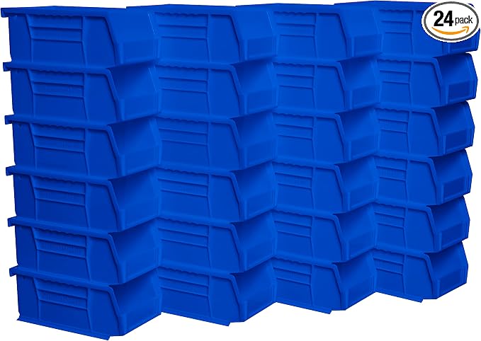 Akro-Mils 30220 AkroBins Plastic Storage Bins, 7"x4"x3", Blue, 24-Pack | Space-Saving Stackable Bins for Garage, Pantry, Craft Organization by Akro-Mils