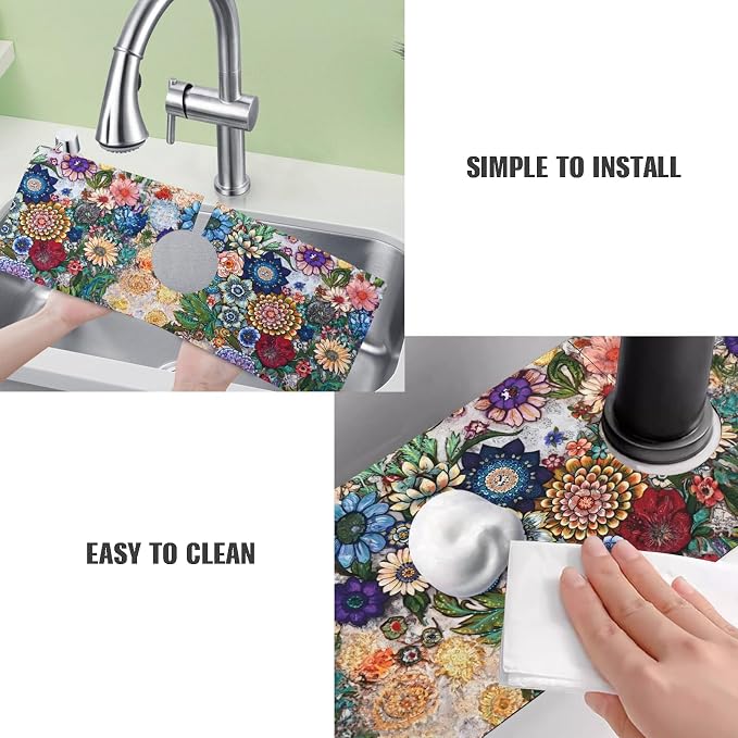Sinkmat Absorbing Mat, 2 Pack Drying Mat Around Sink Splash Guard Behind Faucet Sinkmat For Kitchen Bathroom Island Rv 15 * 5.5 Inch (38 * 14 cm) - Image 6