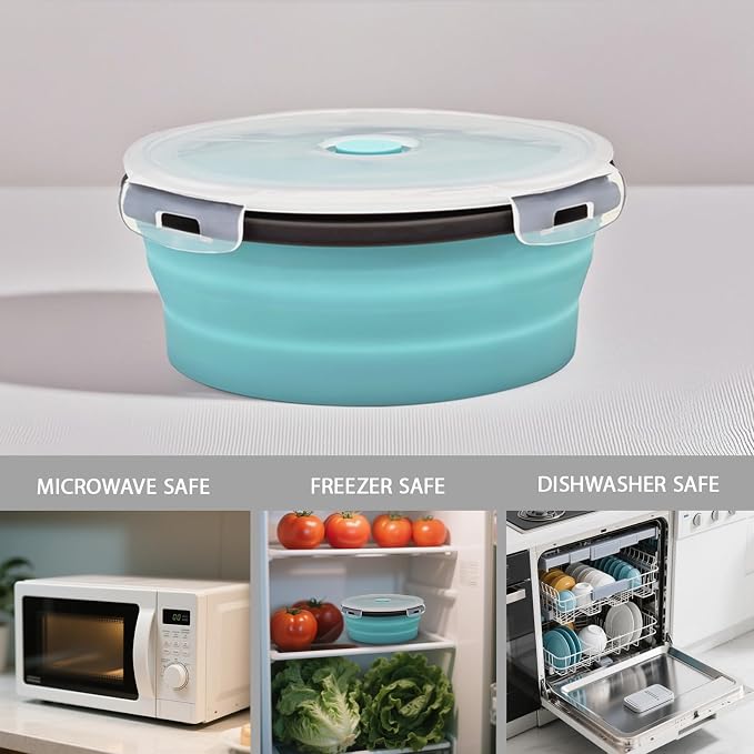 8 Collapsible Food Storage Containers, Silicone Collapsible Food Storage Containers, Collapsible Food Storage Silicone, Rv Collapsible Bowls, Collapsible Storage Containers for Food Camping - Image 4