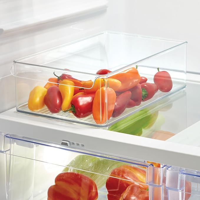 iDesign Large Stackable Fridge or Freezer Bin, Set of 6, Clear | Front Handle, Made in USA - Image 7
