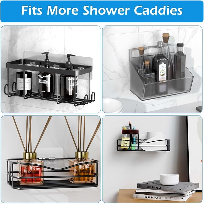 10 Pack Shower Caddy Adhesive Replacement, Shower Adhesive Strips, Strong Adhesive Hooks, Waterproof Sticker, No Drilling, for Bathroom Shelf and Kitchen Racks - Image 7