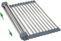 Expandable Roll Up Dish Drying Rack Over The Sink Rack, Large Dish Drainer Rack for Stainless Steel Sinks, Non-Slip Silicone Collapsible Rack 18 Tube for Kitchen, Sliver Gray by SimplifyHomeCookingCleaning