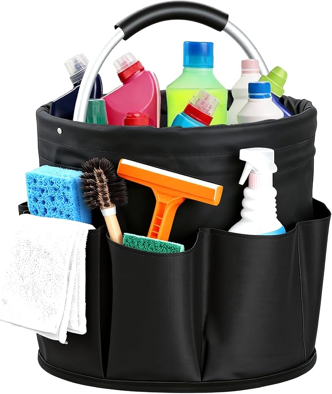 Cleaning Caddy with Handle, for Cleaning Supplies Organizer Bucket | Foldable Storage Tote with 6 Pockets,17L Large Capacity Basket for Household Organizer,Laundry Room,Bathroom & Home by Unknown