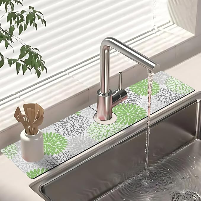 Dish Drying Mat for Kitchen Counter Matt, 2PCS 24"x18" Dish Drainer Mat & 24"x5.5" Sink Splash Guard, Super Absorbent Non-slip Rubber Backed - Image 4