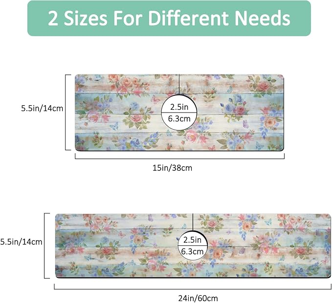 Kitchen Sink Splash Guard Faucet Mat 15" X 5.5" Wooden Floral Absorbent Fast Drying Mat Faucet Draining Mat Sink Splash Guard Behind Faucet Drip Catcher for Kitchen Bathroom - Image 2