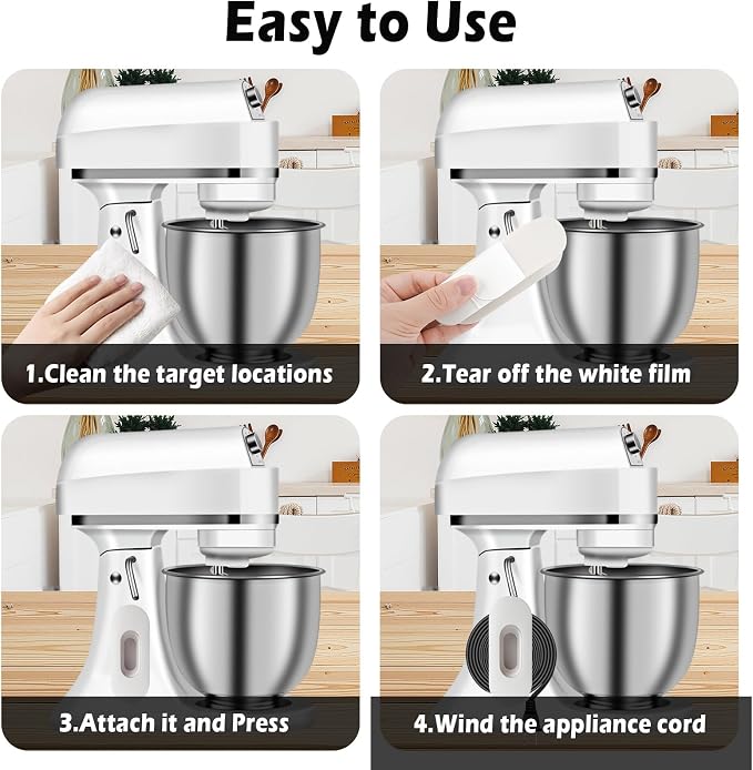 Upgraded Silicone Cord Organizer for Kitchen Appliances, 3-Pack, White | Stick-On Power Cord Wrapper for Mixers, Coffee Makers & Pressure Cookers, Durable Wire Holder & Cable Management Solution - Image 5