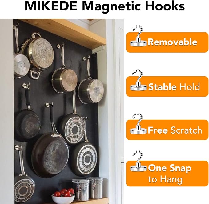 Magnetic Hooks Heavy Duty 170LB+ Strong Magnets Hook for Outdoor | Hanging Brackets Rare Earth Neodymium Hooks with Epoxy Coating Cruise Magnets with Hook for Hanging Garage 6 Pcs Black - Image 3