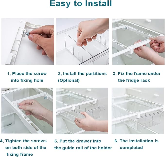 2Pcs Refrigerator Organizer Bins Refrigerator Drawer Fridge Organizers | 2Packs Refrigerator Organizer Fridge Egg Drawer, Pull-out Fridge Storage Box Refrigerator Egg Drawer - Image 7