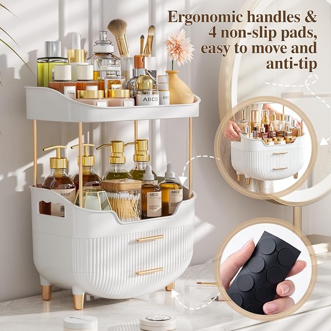 4-Tier Makeup Organizer Bathroom Countertop Storage White | Versatile Storage for Vanity, Desk, Bedroom, Holds Lipstick, Perfume, Skincare, Mask, Cosmetics - Image 5