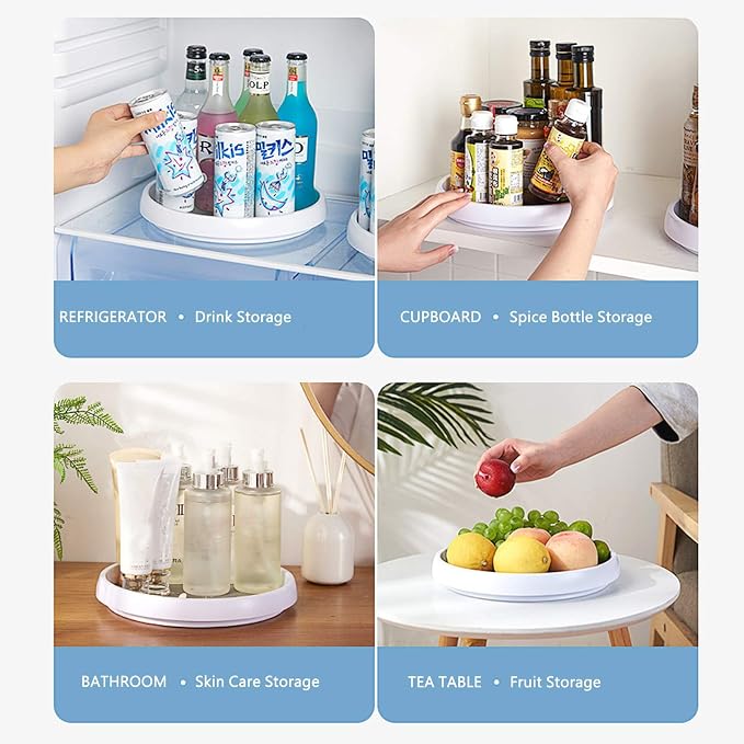 Lazy Susan Organizer, 10 Inch 360 Rotating Tray, 2 Pack | Smooth Turning, Anti-slip Textured Center, Versatile Pantry, Fridge and Bathroom Storage Solution - Image 3