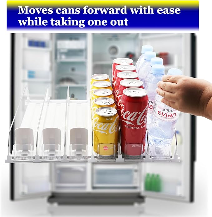 AMLLLC Drink Organizer for Fridge - Storage 25 Cans | Self-pushing automatic drink dispenser for refrigerator|Space-saving storage|Perfect for fridge organizers and storage - Image 2