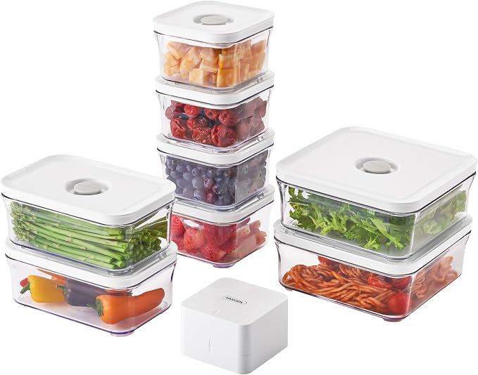 VAKUEN Premium Airtight Food Storage Containers, Mini 9P/SET include Vacuum Sealer, Smart One-Click Seal Lid, No Hinges, 100% Leak Proof, BPA-FREE, Dishwasher, Freezer & Microwave Safe - Image 8