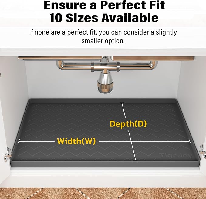 TigeJoy Under Sink Mats for Kitchen Waterproof 28" x 22", Cabinet Liner | Leak-Proof Silicone Mat Sink Protector, Kitchen Essentials Organizer and Storage,Boot or Shoe Tray, Pet Feeding Mat - Image 6