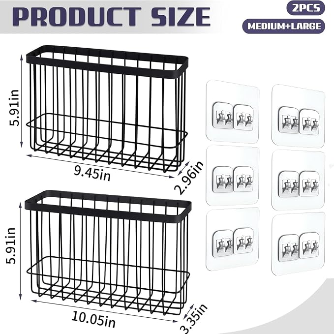 2Pack Cabinet Door Organizer, Self-Adhesive Lid Storage Box for Cabinet Storage, Wall-Mounted Storage Basket Rack, Suitable for Kitchen, Refrigerator, and Bathrooms - Image 2