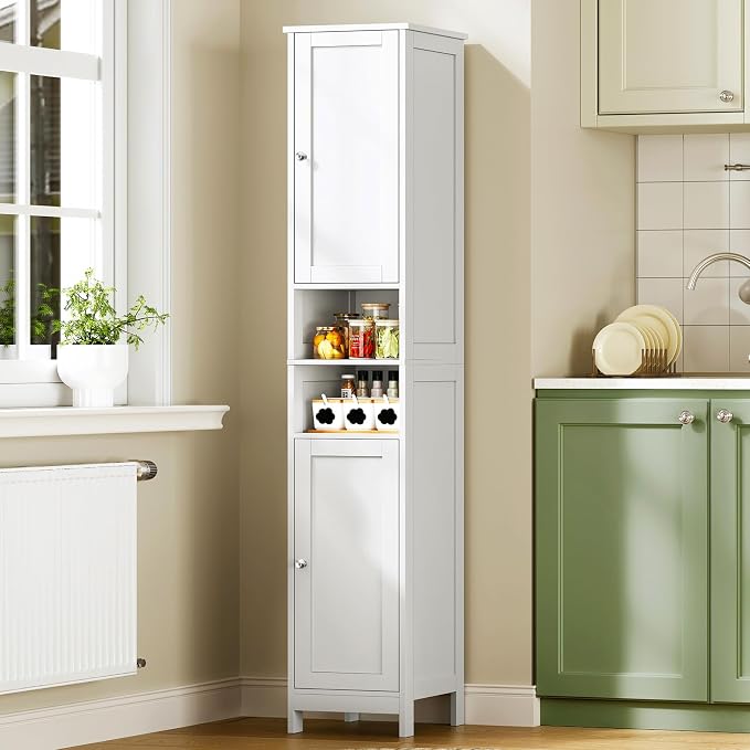 67" Tall Bathroom Cabinet with Adjustable Shelves and Doors, Narrow Bathroom Storage Cabinet for Small Space, Living Room, Entryway, Kitchen, White - Image 8