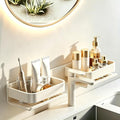 15.7 Inch Over the Sink Bathroom Shelf Organizer, No-Drill Countertop Caddy for Toiletries & Skincare, Rust-Proof Carbon Steel & Aluminum, Fits Most Faucets,（Off-White） by Unknown