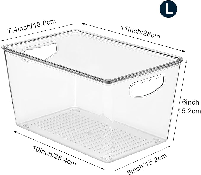 theaoo Large Clear Storage Bins with Lids, Stackable Containers, 6 Pack | Pantry Organization And Storage For Kitchen, Fridge, Garage And Cabinets. Clear Design Keeps Items Organized - Image 2