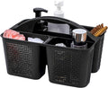 Plastic Portable Shower Caddy Basket with Handle, 3 Compartments, Black | Storage Organizer with Drain Holes, Sturdy and Durable For Bathroom, Kitchen, College Dorm, Sink, Camping by UUJOLY