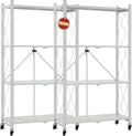 DEANIC 4 Tier Foldable Storage Shelves with Wheels, Large Capacity Shelving Unit, Freestanding Metal Wire Shelf Rack, No Assembly Organizer Rack for Garage Kitchen, Basement, Pantry(Grey Pack of 2) by ShowNow