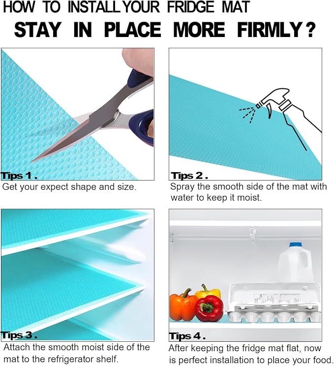 16 Pcs Refrigerator Liners Mats Washable, Refrigerator Mats Liner Waterproof Oilproof, Shinywear Fridge Liners for Shelves, Cover Pads for Freezer Glass Shelf Cupboard Cabinet Drawer (4 Color Mixed) - Image 4