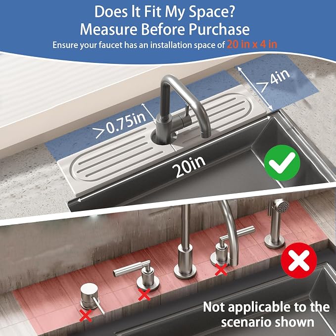 Stone Faucet Mat for Kitchen Sink, Water Absorbing Sink Water Splash Guard, Fast-Drying Kitchen Sink Faucet Mat, Durable Protector and Stone Drying Mat for Kitchen Counter & Bathroom Sink - Image 2