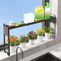 Over The Sink Shelf & Window Plant Shelf, Expandable Kitchen Organization | Adjustable in Height & Length, Multi-Purpose Storage Rack, For Stove, Bathroom, Study by Unknown