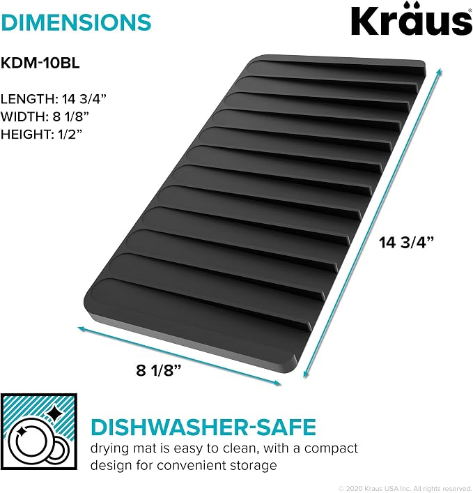 Kraus Roll Up Dish Drying Rack with Self-Draining Silicone Dish Drying Mat and Silicone Soap Dish Holder in Black, KDM-KRM-10BL - Image 6