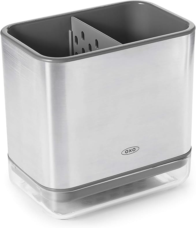 OXO Good Grips Stainless Steel Sink Organizer Caddy & Sponge Holder | Holds Sponge, Soap, And Scrubbers, Rust-Resistant Steel, Drains Easily, Kitchen Sink Caddy, Countertop Organizer - Image 11