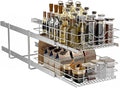 2 Tier Pull Out Cabinet Organizer,(11½"W x 22" D) Soft Close Slide Out Drawer For Kitchen Base Cabinet, Individual Pull Out Shelf, Roll Out Pantry Organization, 22 Inch Deep by LOVKIT