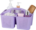 Plastic Portable Shower Caddy Basket with Handle, 3 Compartments, Purple | Storage Organizer with Drain Holes, Sturdy and Durable For Bathroom, Kitchen, College Dorm, Sink, Camping by UUJOLY