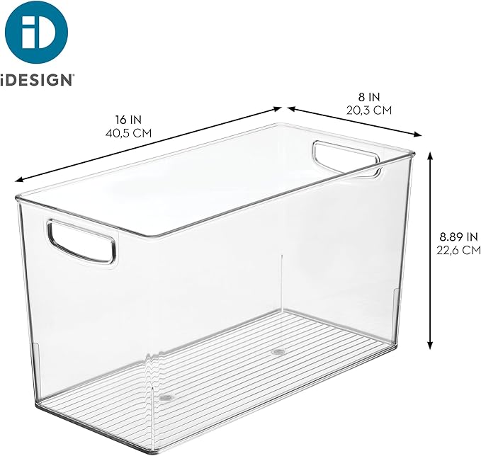 iDesign Pantry Bin with Handles, Clear | Kitchen Storage, For Cabinets, For Pantry, For Fridge - Image 4